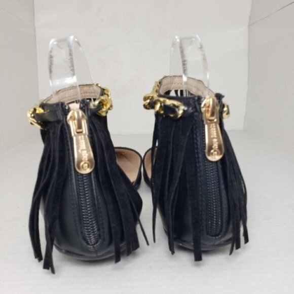 Cape Robin Black Fringe Zip Slip-on Flats Sz 6.5 - Picture 5 of 7